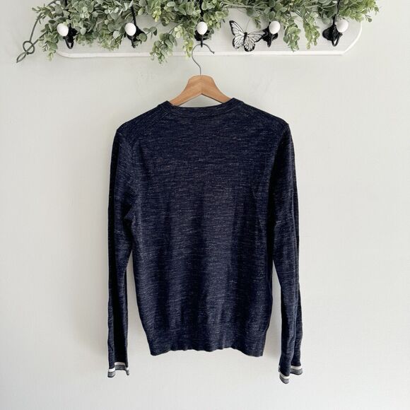 Mens Vince Heathered Navy Crew Neck Wool Blend Sweater Medium - Picture 3 of 3
